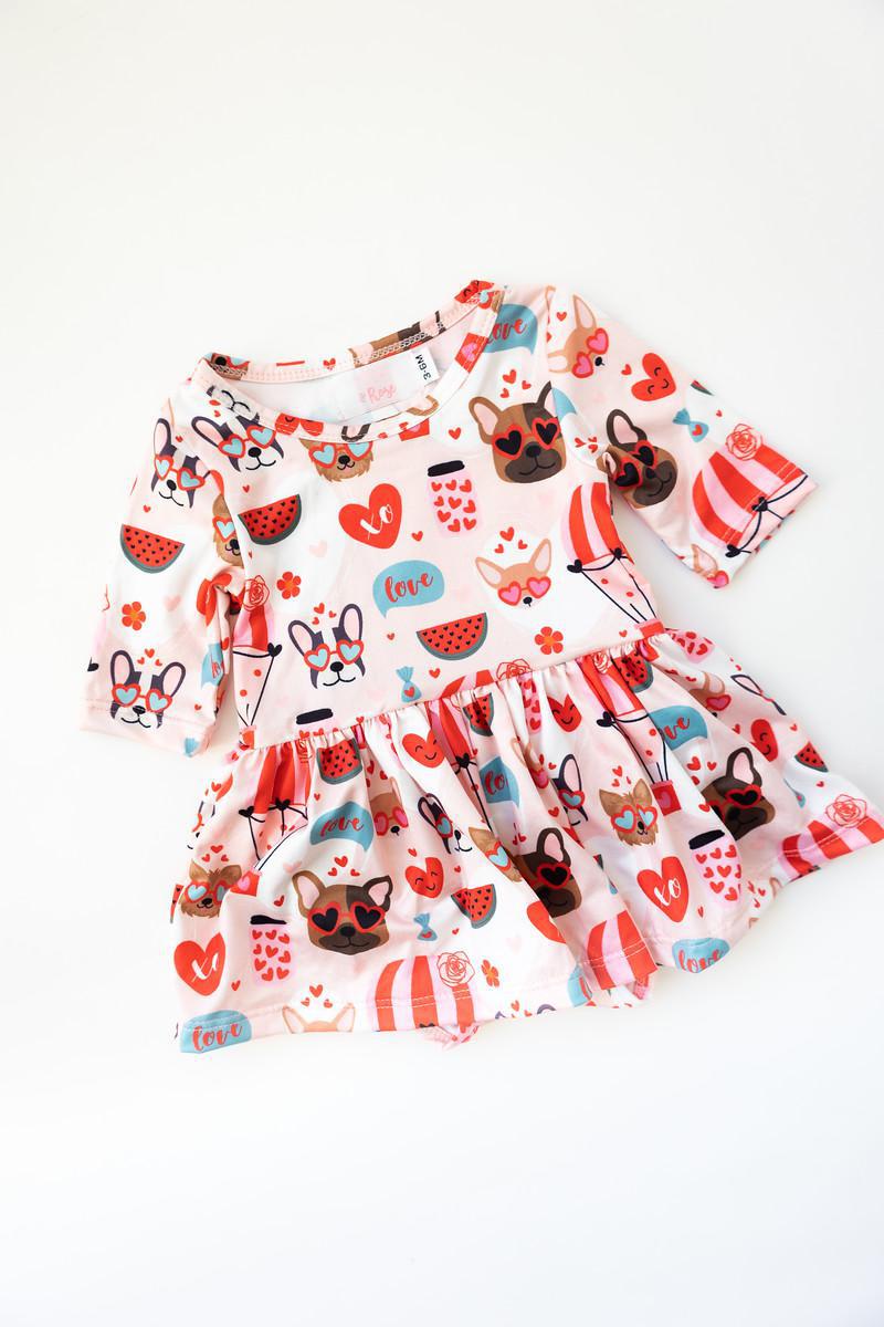 Puppy Love 3/4 Sleeve Twirl Bodysuit - Mack & Harvie