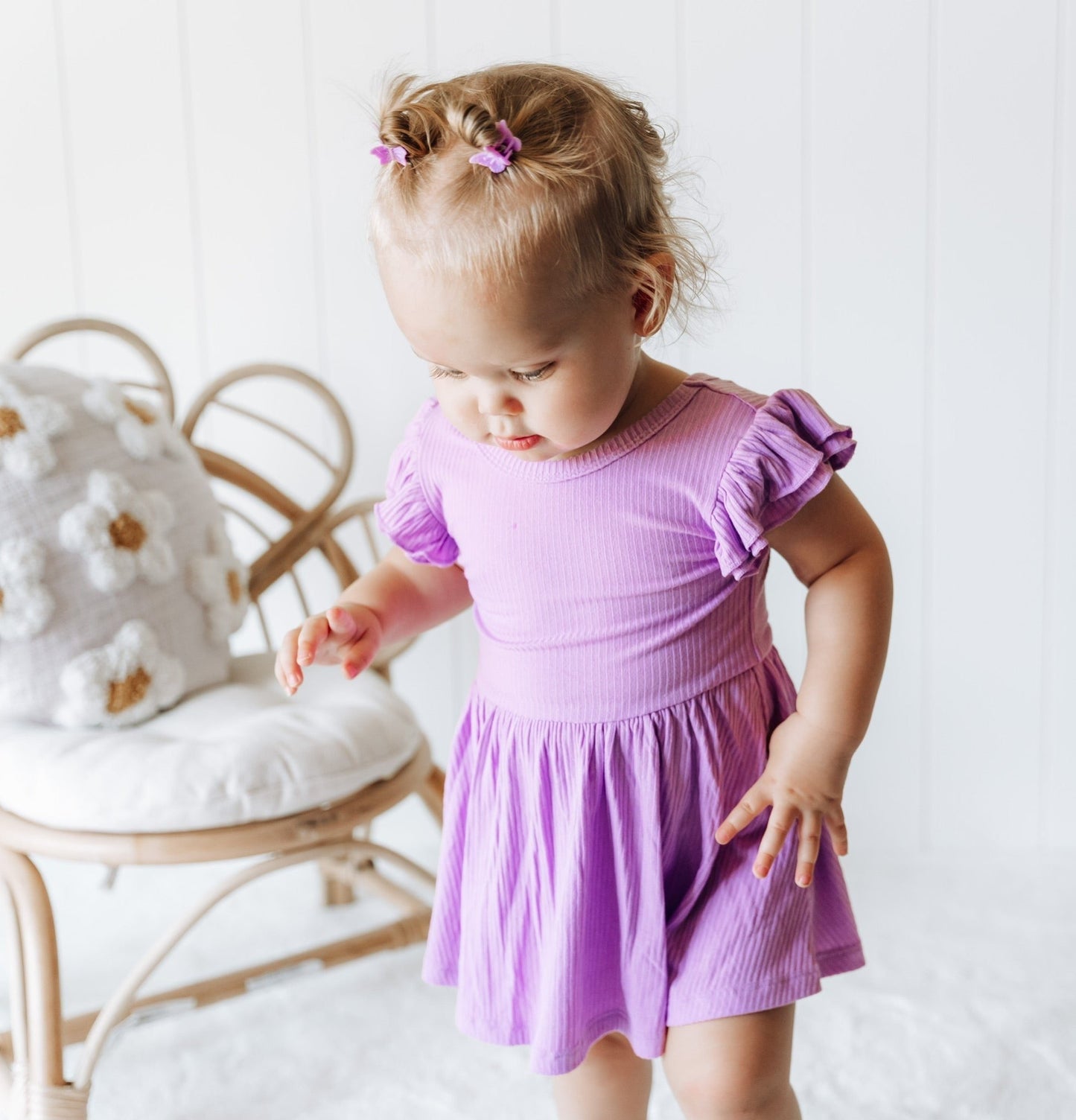 PURPLE RIB DREAM CAP SLEEVE BODYSUIT DRESS - Mack & Harvie