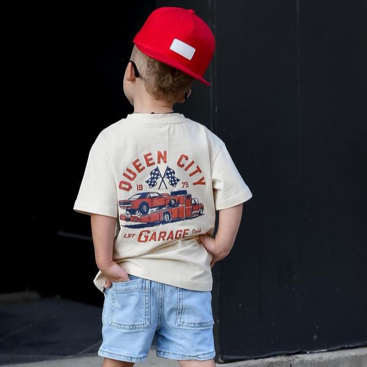 QUEEN CITY GARAGE TEE - VINTAGE CREAM - Mack & Harvie