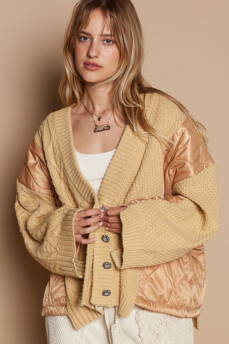 Quilting Patch Button Up Cable Knit Jacket - Mack & Harvie