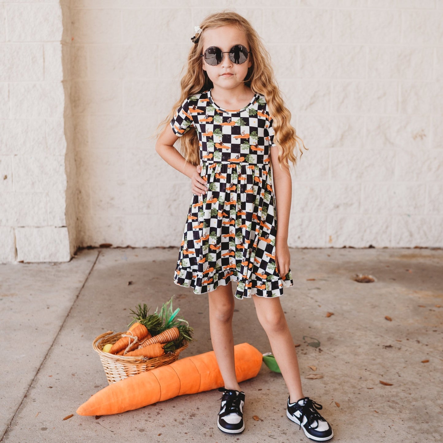 RACING CARROT CHECKERS DREAM RUFFLE DRESS - Mack & Harvie