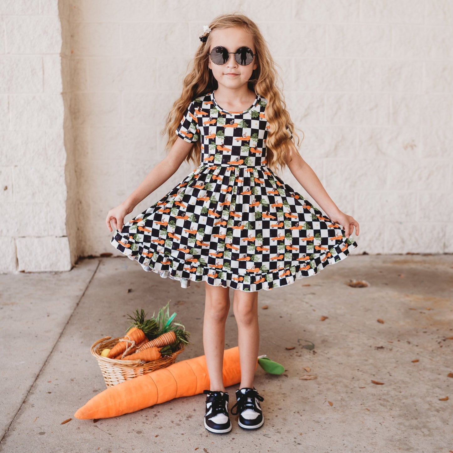 RACING CARROT CHECKERS DREAM RUFFLE DRESS - Mack & Harvie