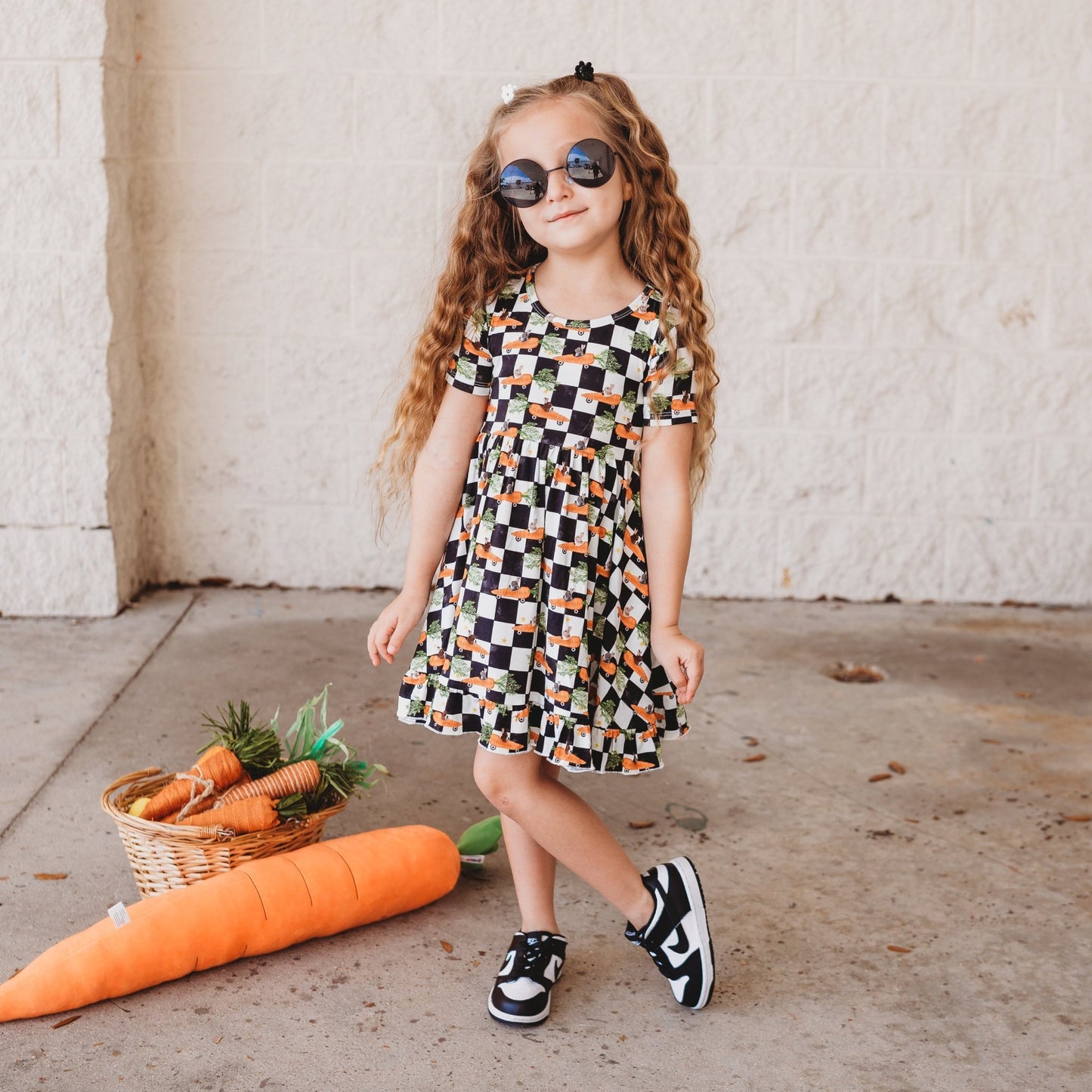 RACING CARROT CHECKERS DREAM RUFFLE DRESS - Mack & Harvie