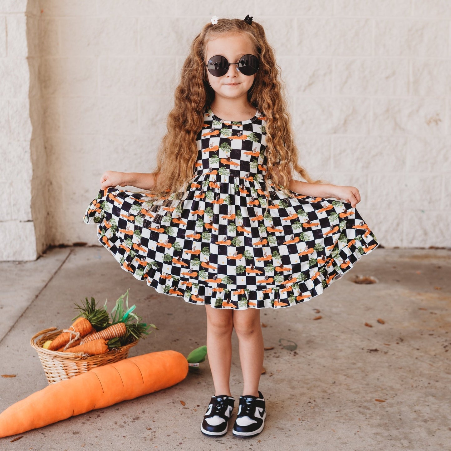 RACING CARROT CHECKERS DREAM RUFFLE DRESS - Mack & Harvie