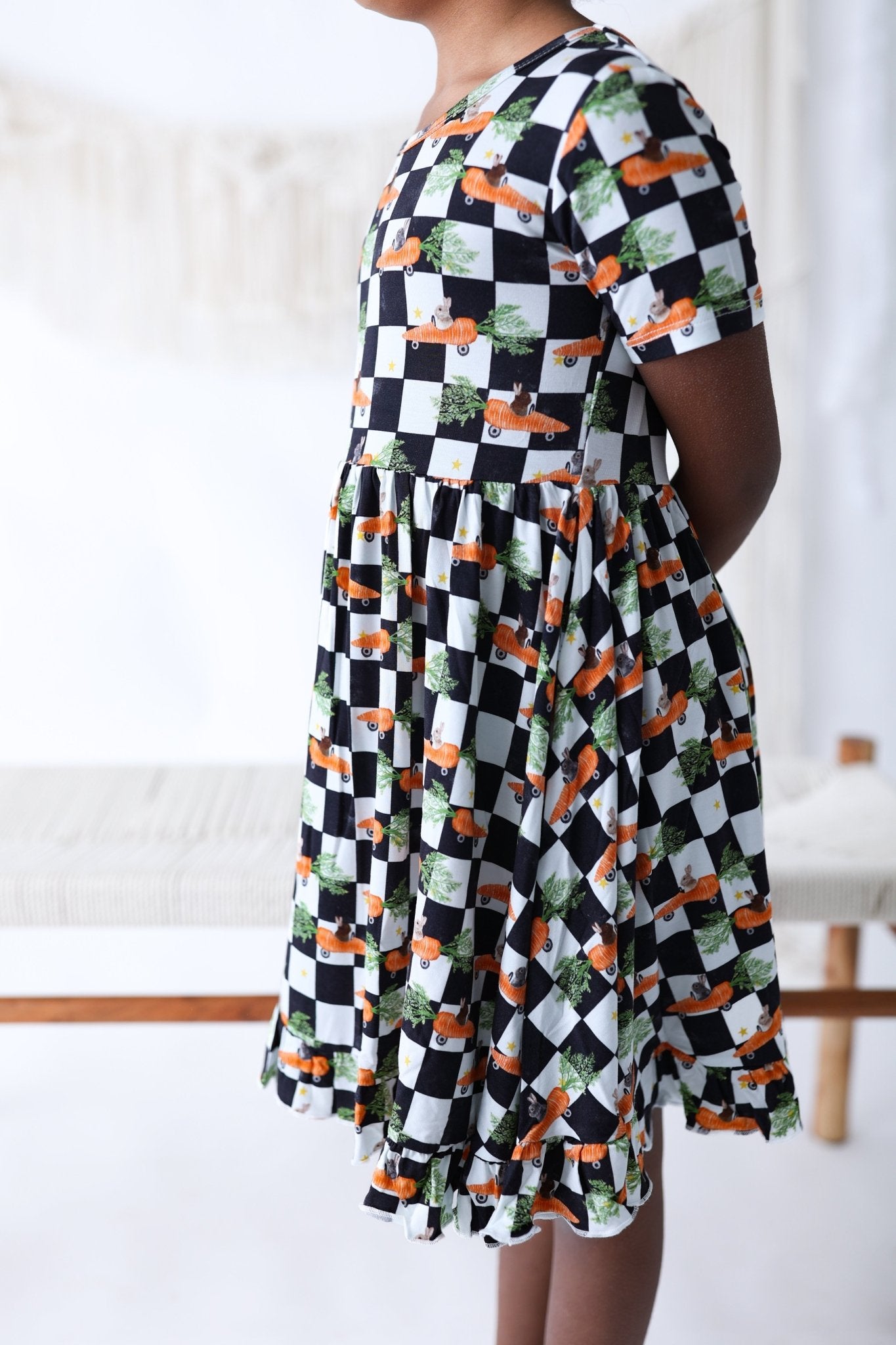 RACING CARROT CHECKERS DREAM RUFFLE DRESS - Mack & Harvie