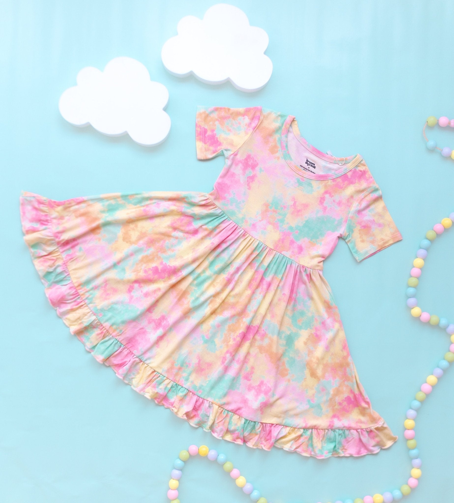 RAINBOW CLOUDS DREAM RUFFLE DRESS - Mack & Harvie