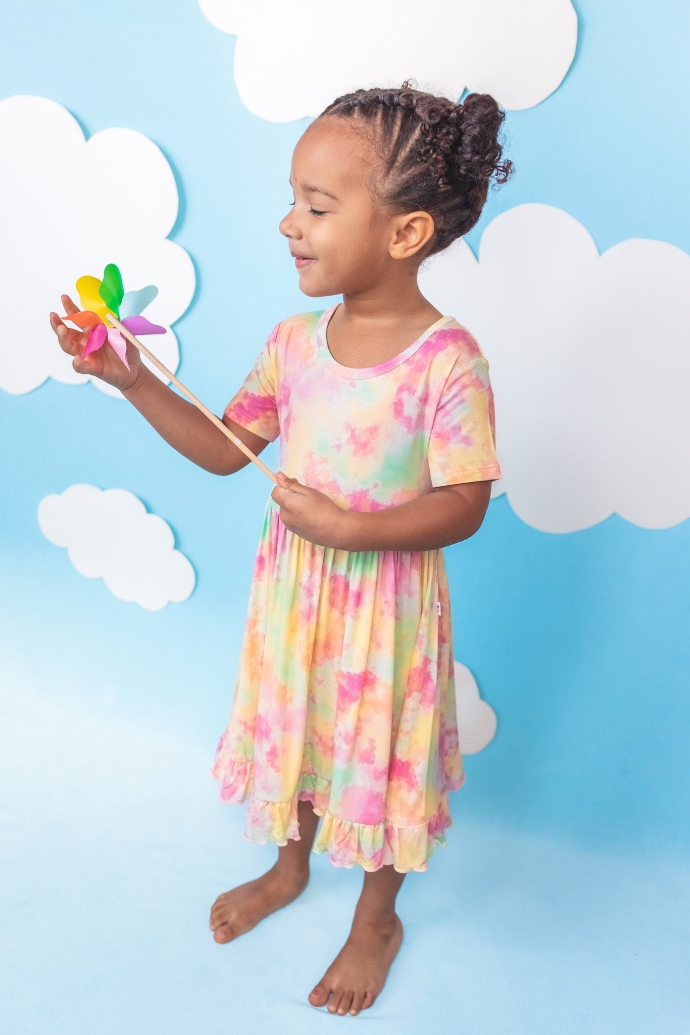 RAINBOW CLOUDS DREAM RUFFLE DRESS - Mack & Harvie