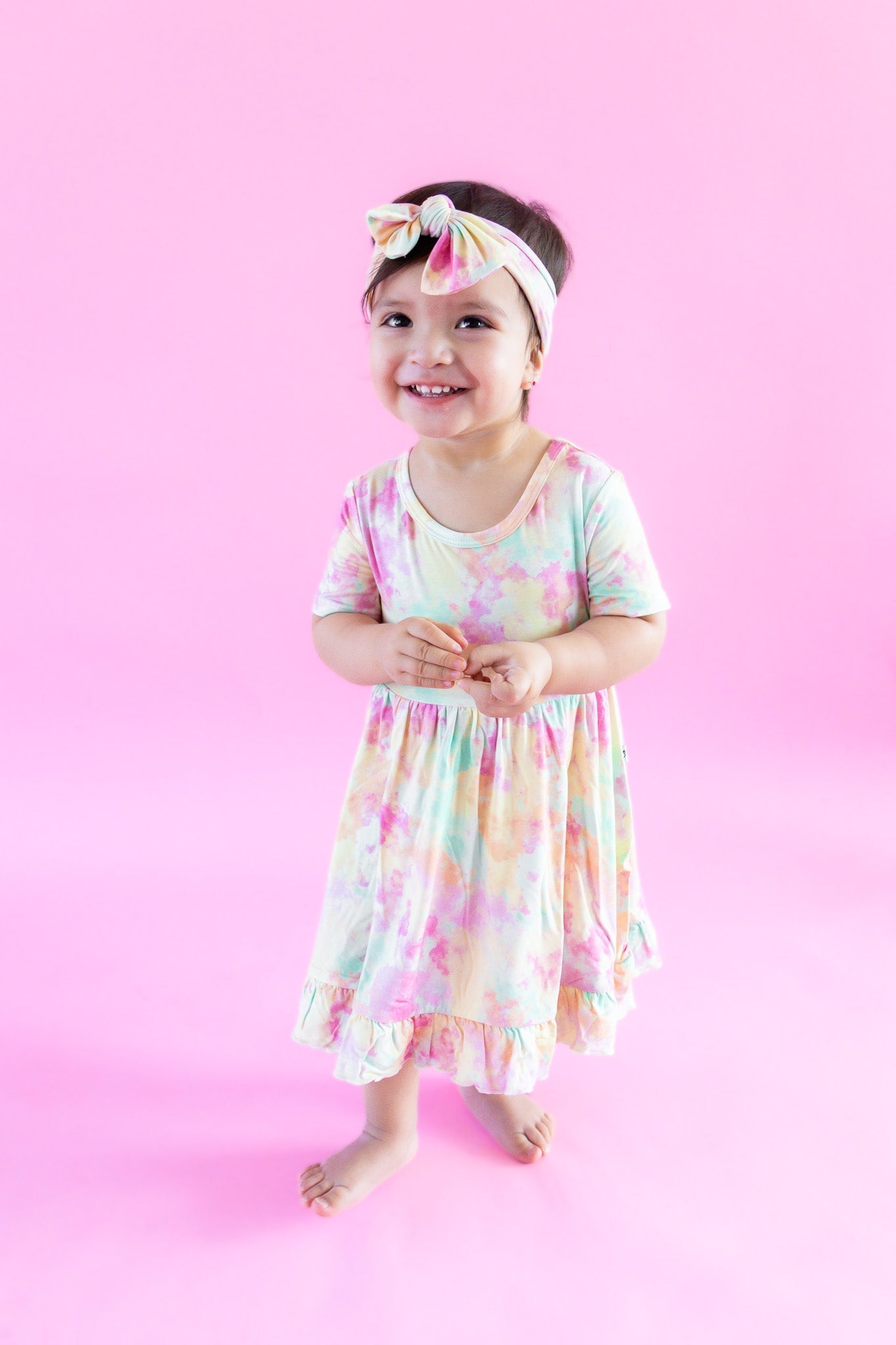 RAINBOW CLOUDS DREAM RUFFLE DRESS - Mack & Harvie