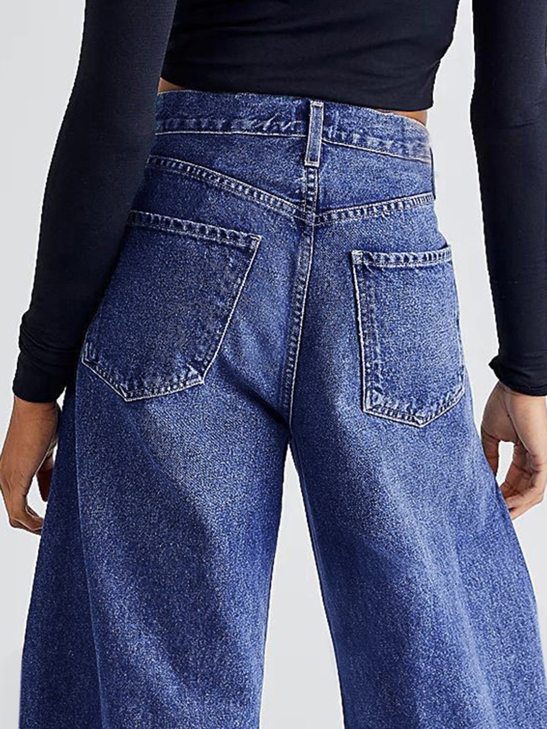 Raw Hem Wide Leg Jeans with Pockets - Mack & Harvie