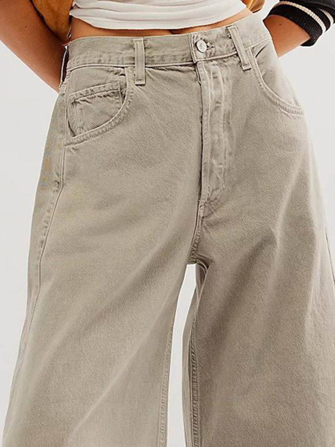 Raw Hem Wide Leg Jeans with Pockets - Mack & Harvie