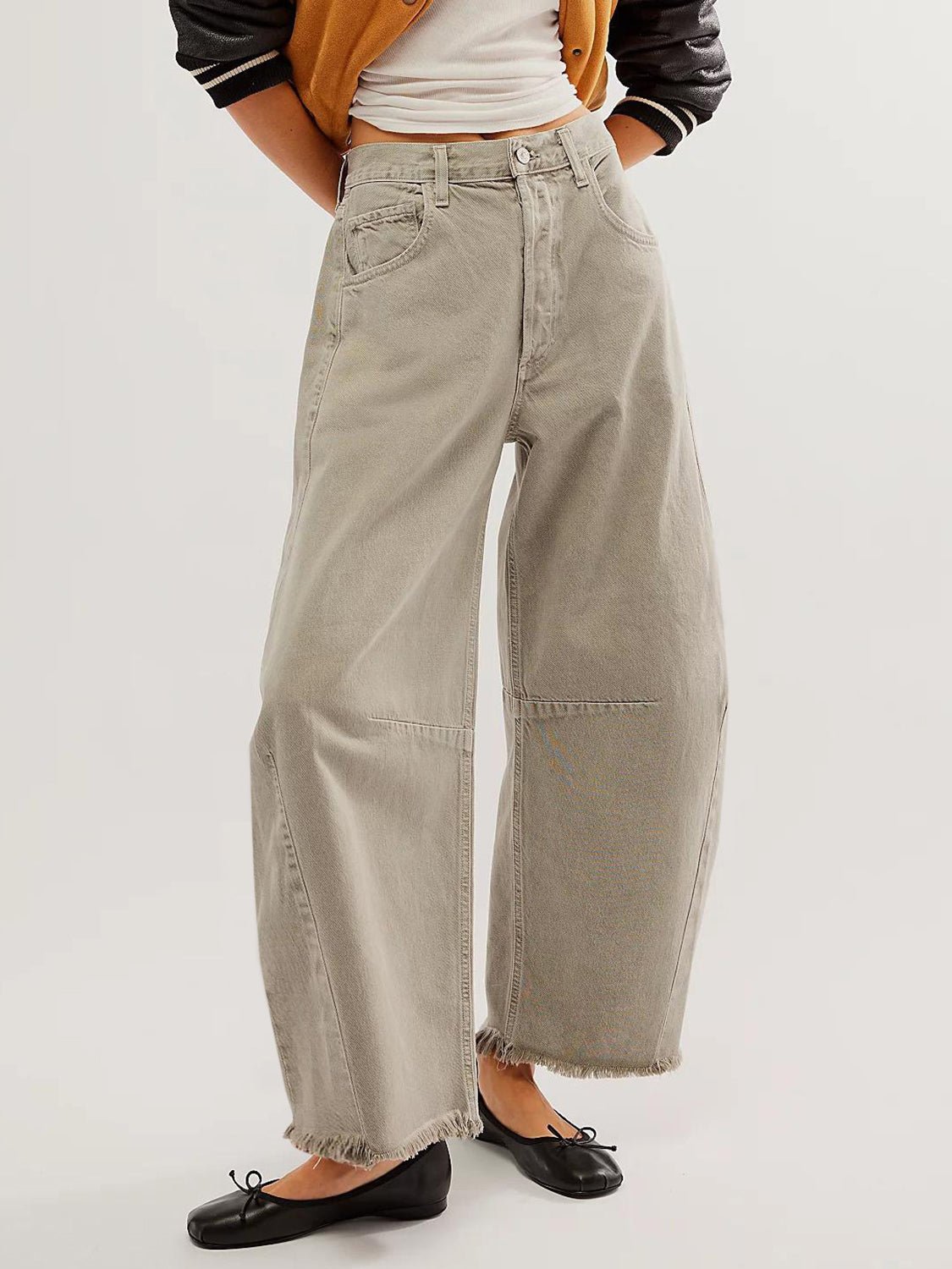 Raw Hem Wide Leg Jeans with Pockets - Mack & Harvie