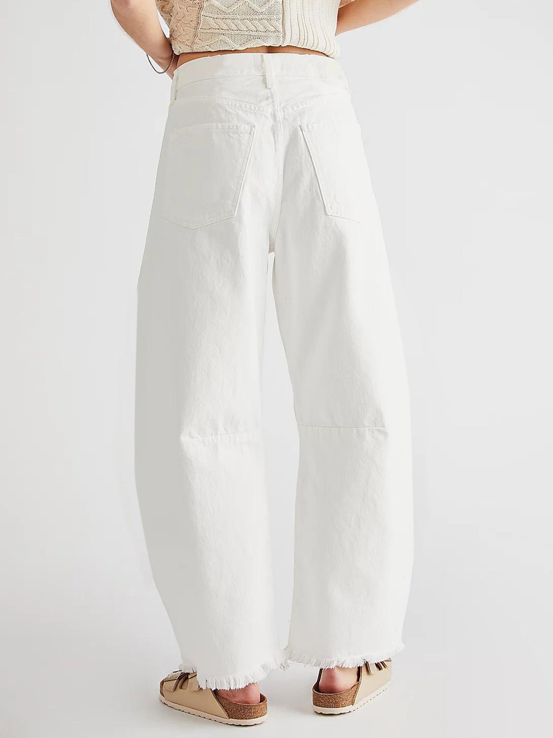 Raw Hem Wide Leg Jeans with Pockets - Mack & Harvie