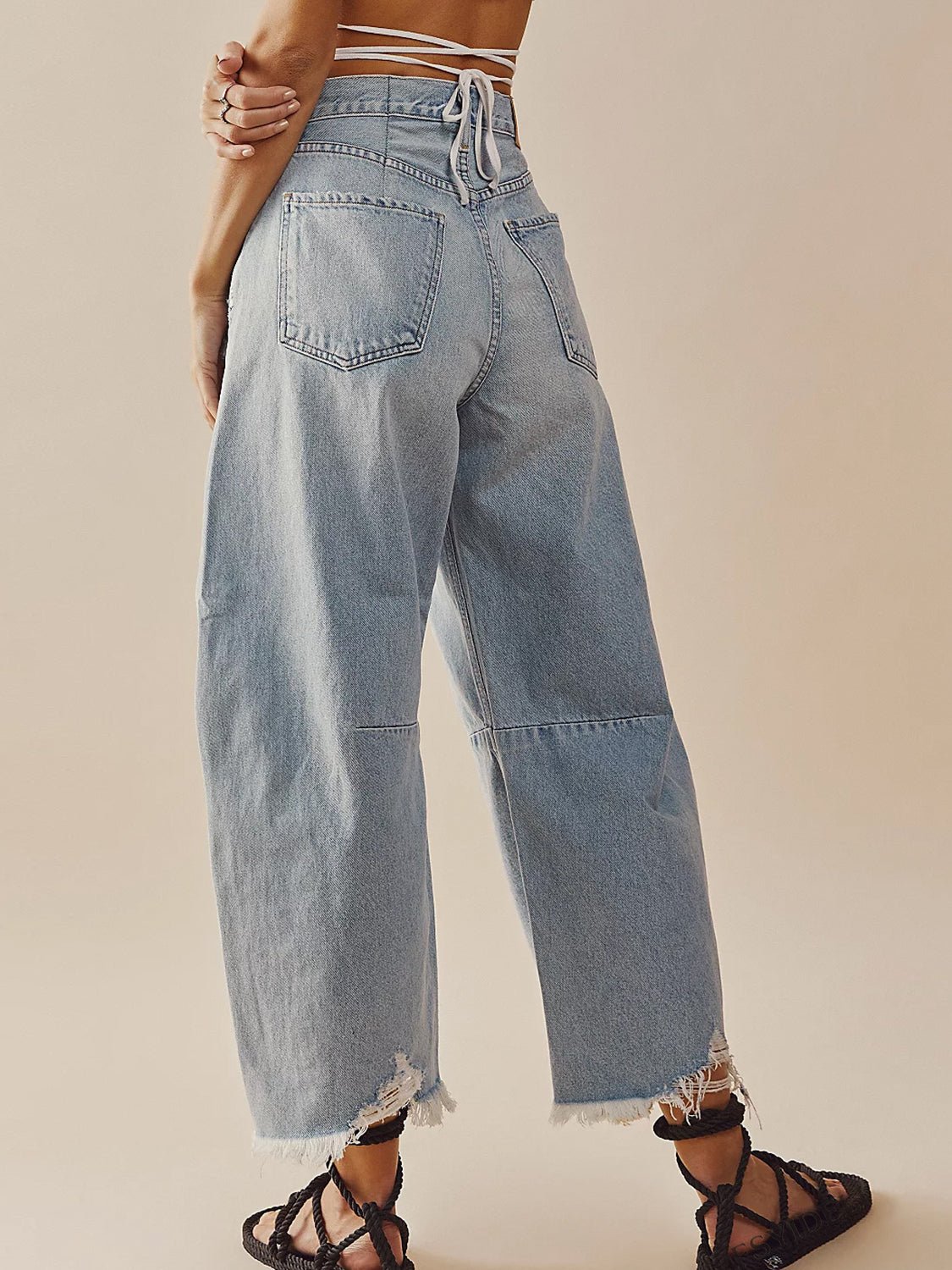 Raw Hem Wide Leg Jeans with Pockets - Mack & Harvie