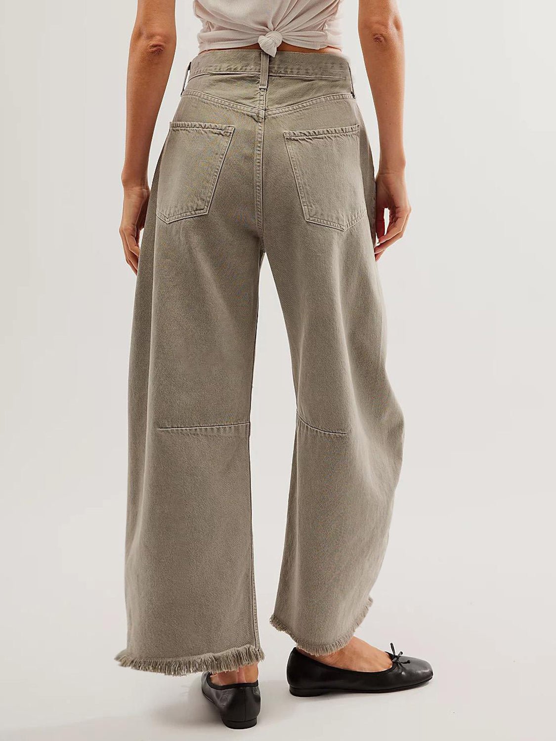 Raw Hem Wide Leg Jeans with Pockets - Mack & Harvie