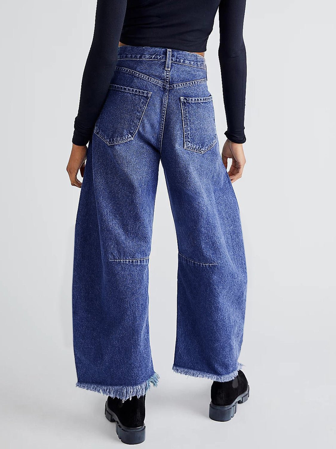 Raw Hem Wide Leg Jeans with Pockets - Mack & Harvie