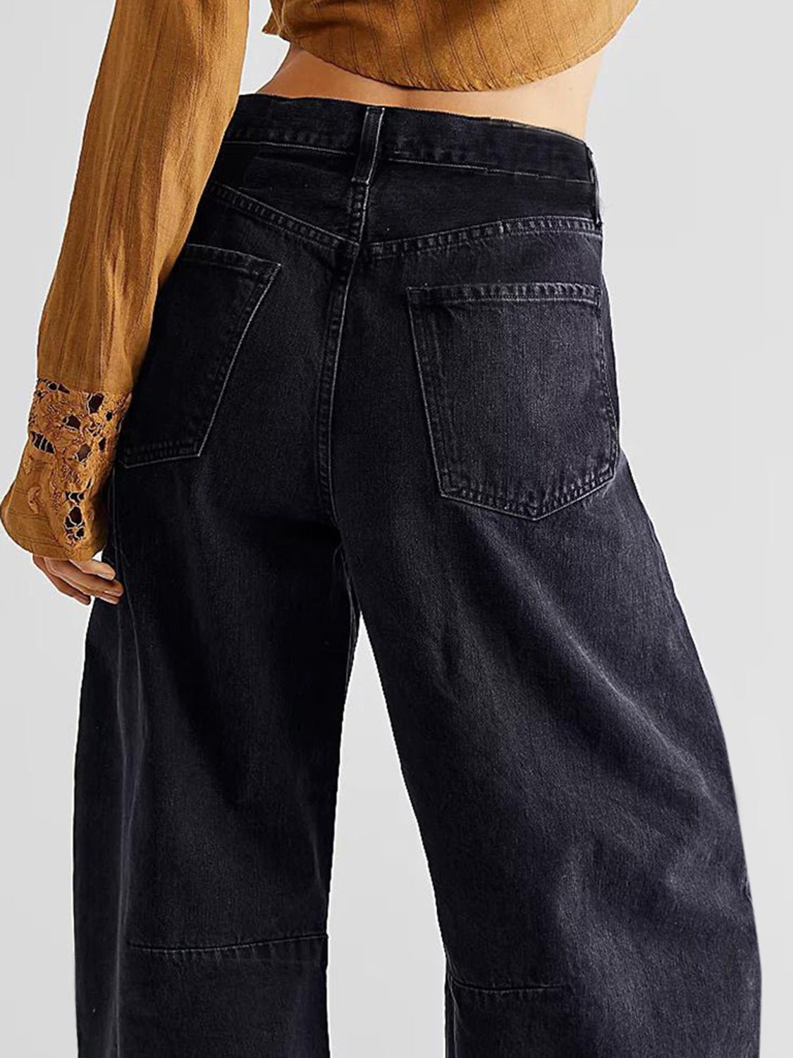 Raw Hem Wide Leg Jeans with Pockets - Mack & Harvie