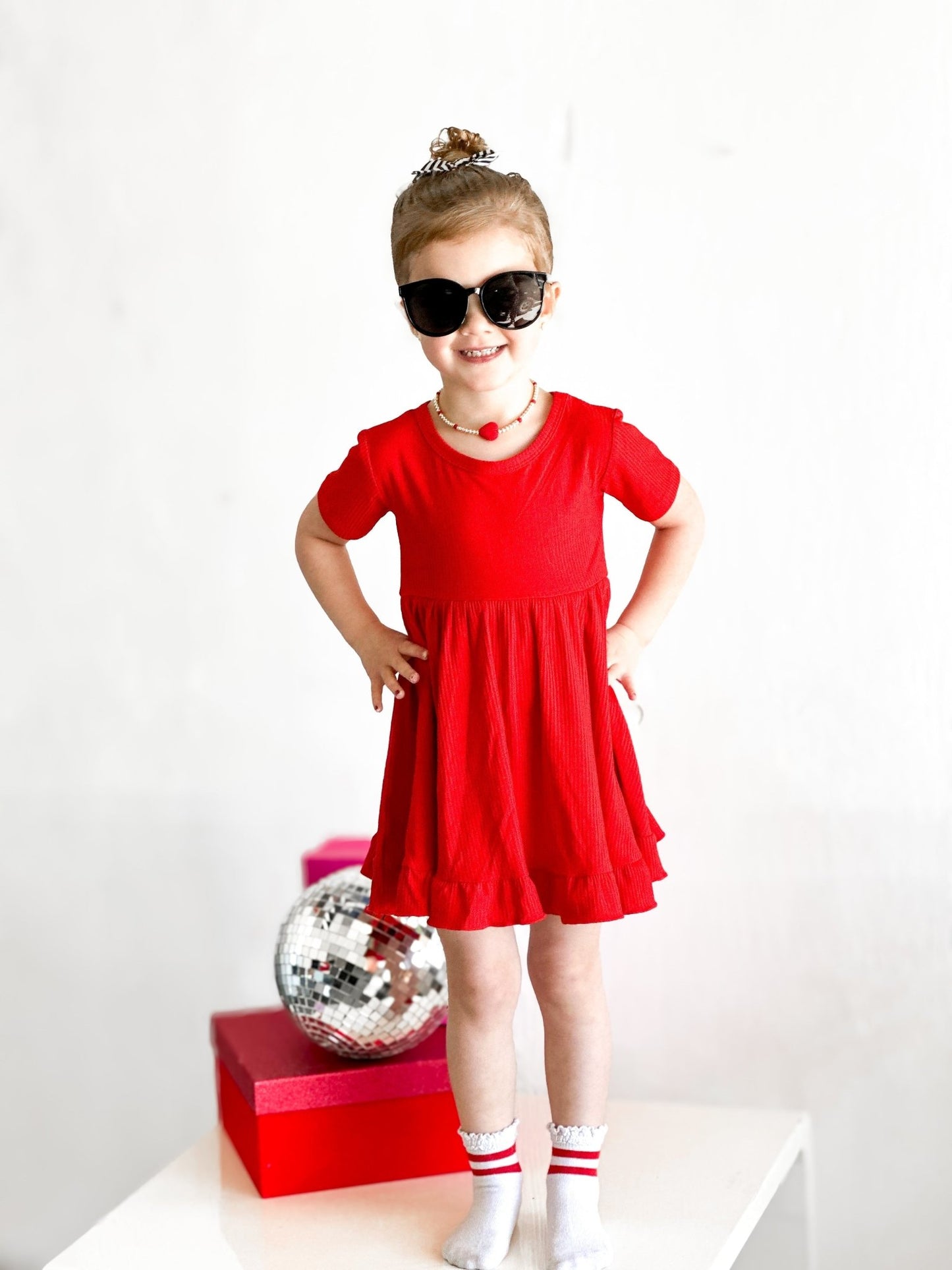 RED RIB DREAM RUFFLE DRESS - Mack & Harvie