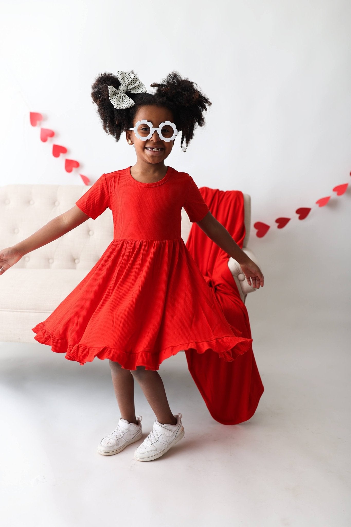 RED RIB DREAM RUFFLE DRESS - Mack & Harvie