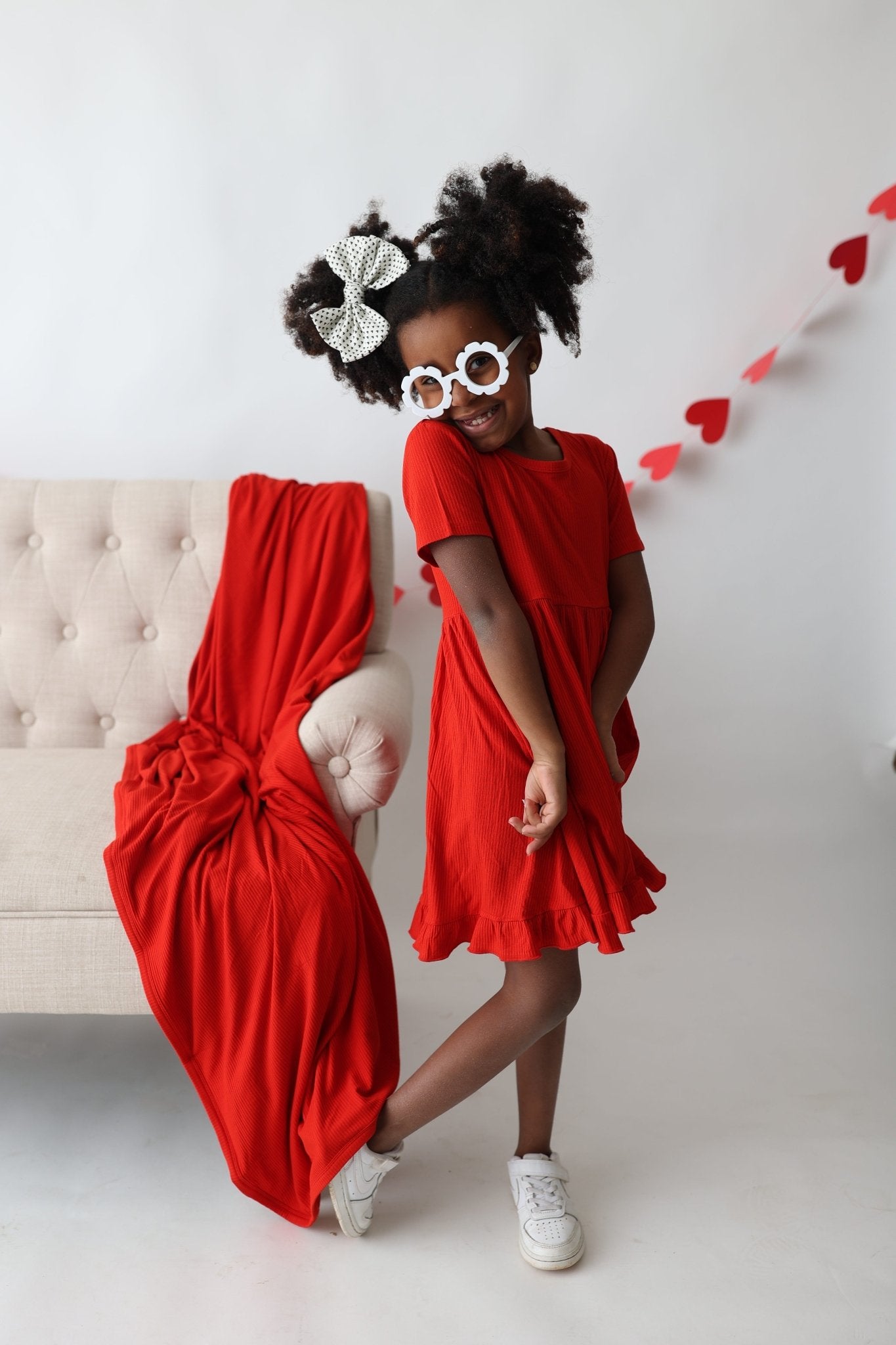 RED RIB DREAM RUFFLE DRESS - Mack & Harvie