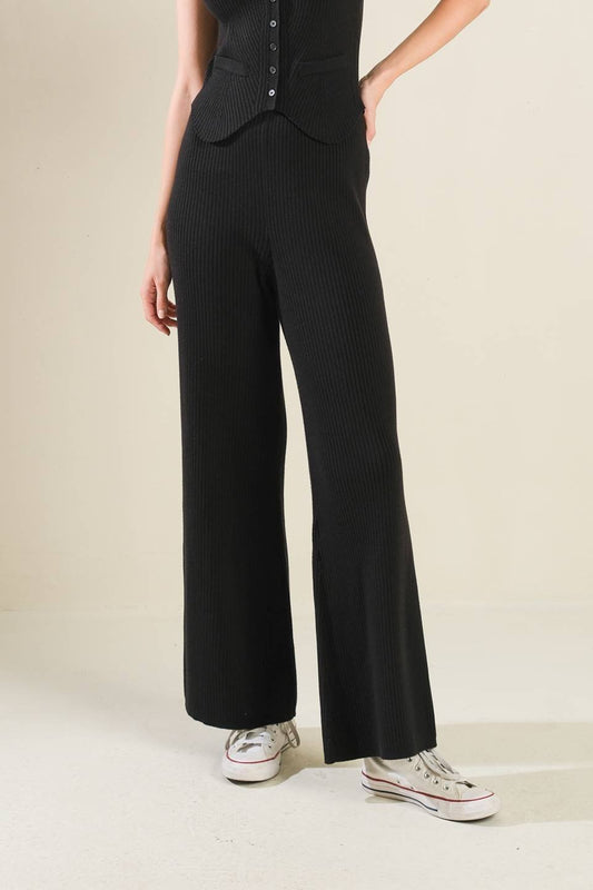 REGAL RISE BLACK KNIT PANTS - Mack & Harvie