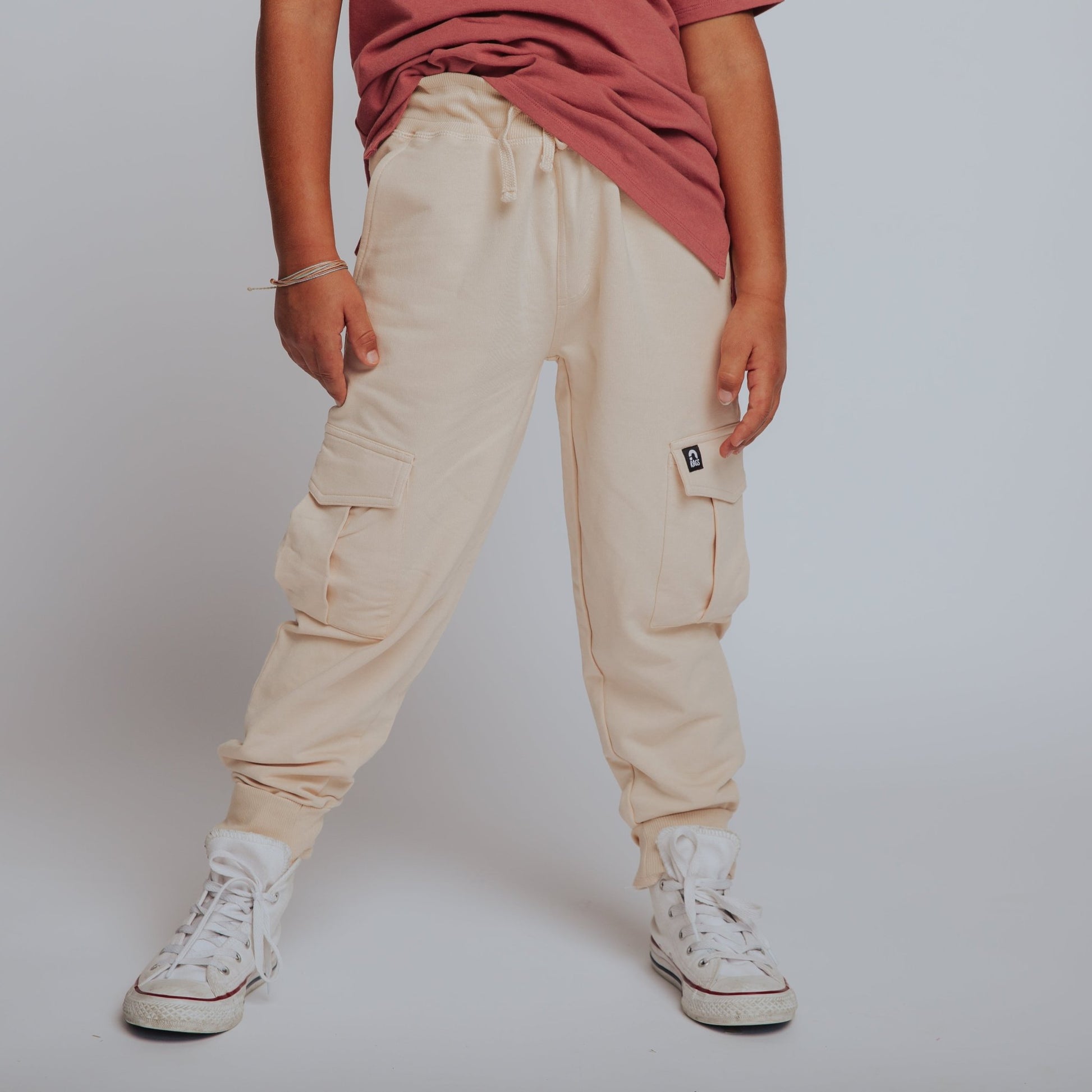 Relaxed Fit Cargo Joggers - Cream - Mack & Harvie