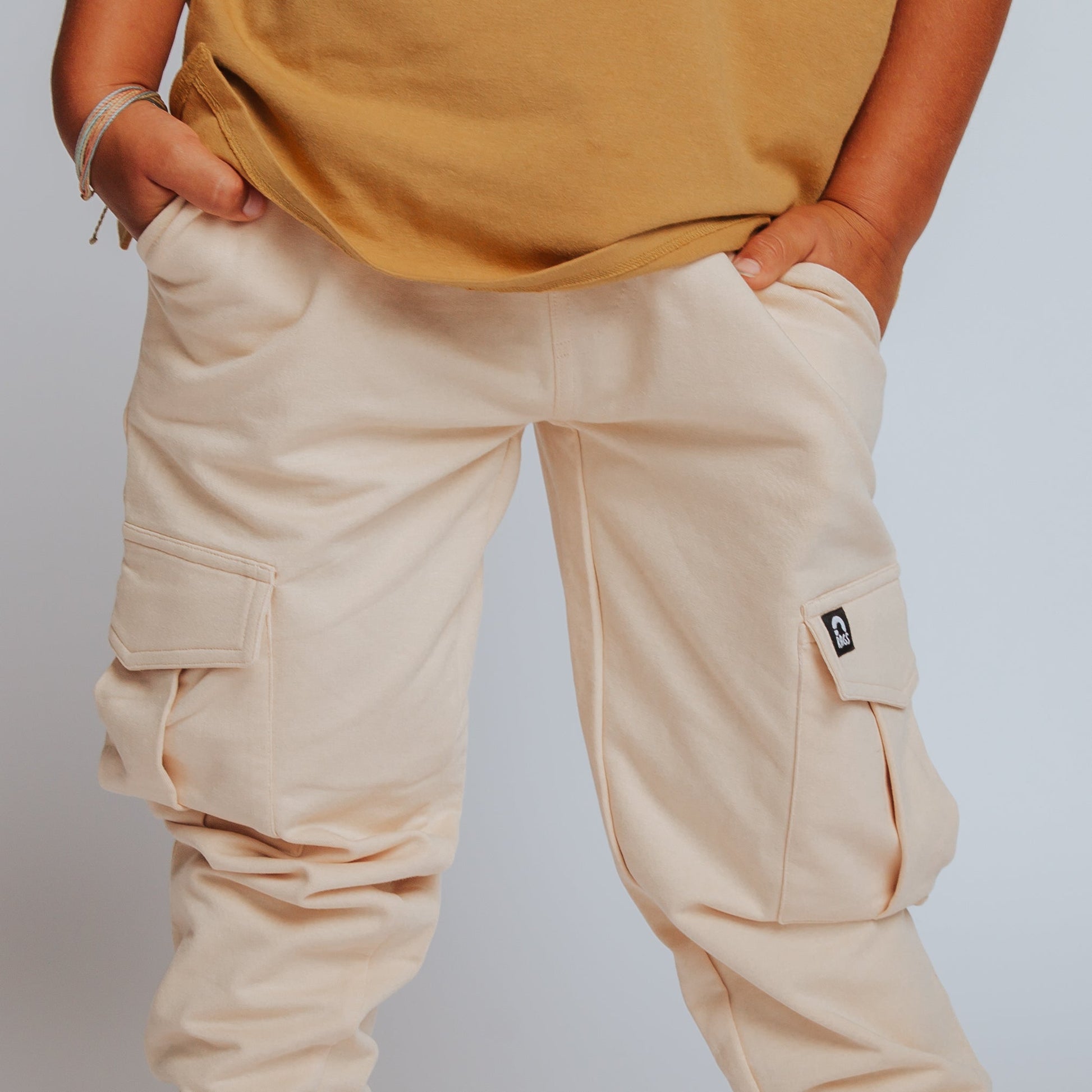 Relaxed Fit Cargo Joggers - Cream - Mack & Harvie