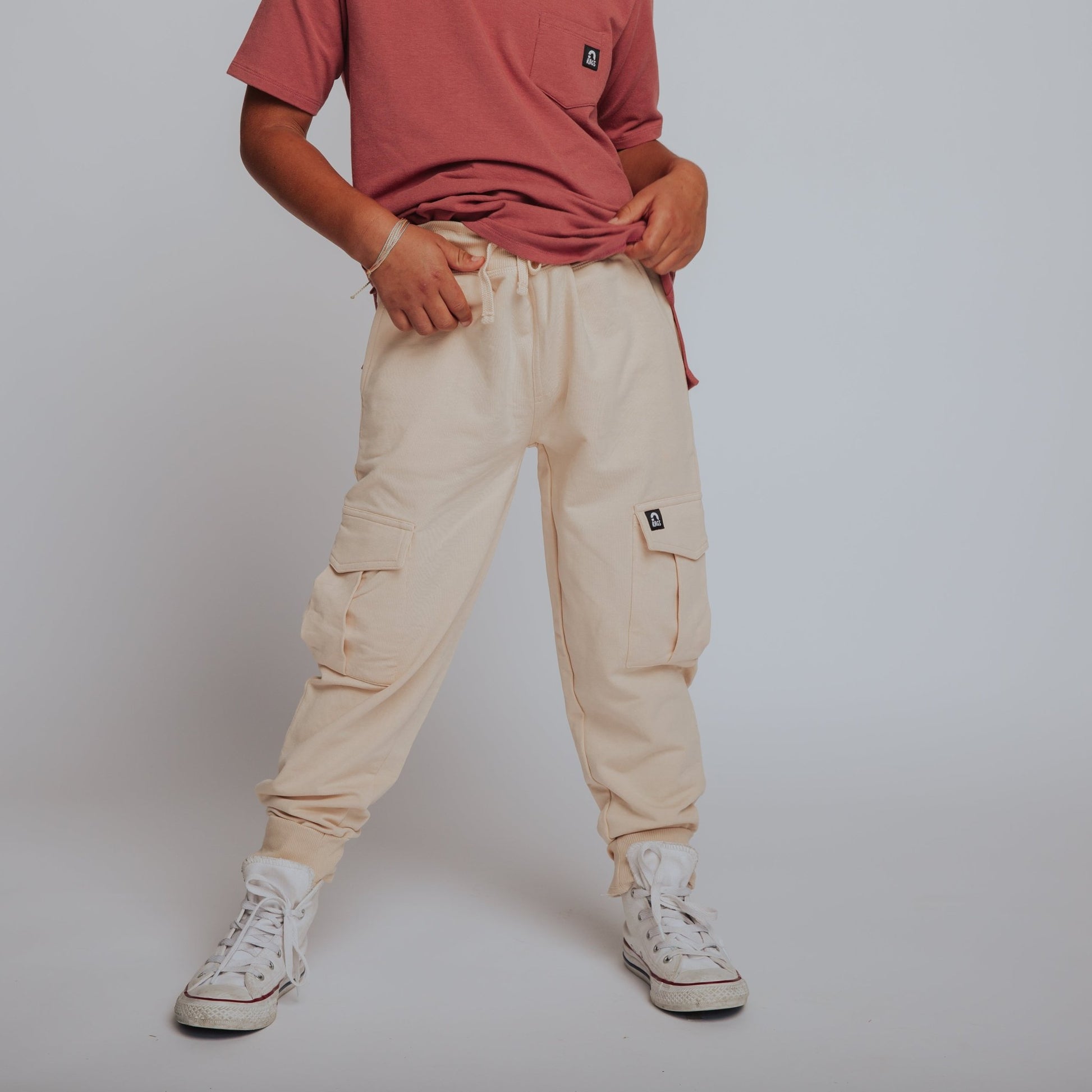 Relaxed Fit Cargo Joggers - Cream - Mack & Harvie