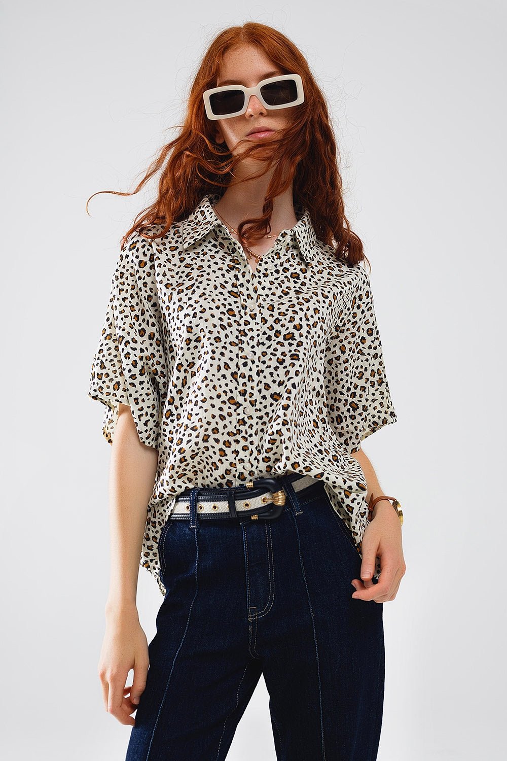 Relaxed Oversized Leopard Print Short Sleeves Shirt - Mack & Harvie