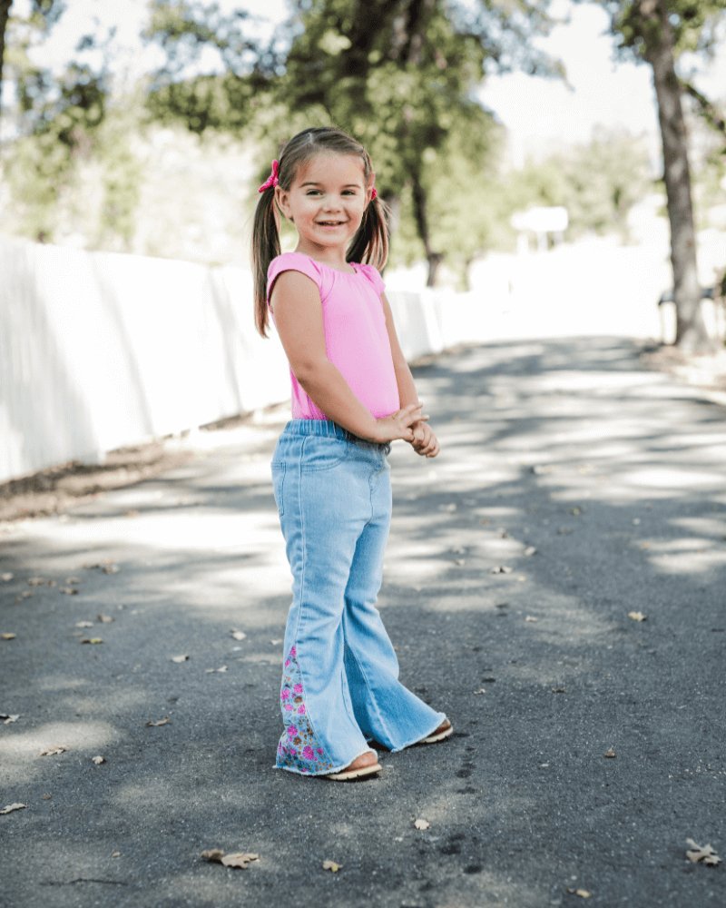 Renee Embroidered Bell Bottoms - Light Denim - Mack & Harvie