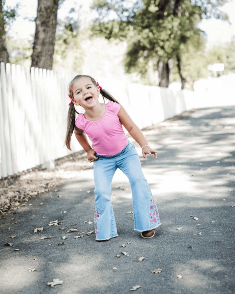 Renee Embroidered Bell Bottoms - Light Denim - Mack & Harvie