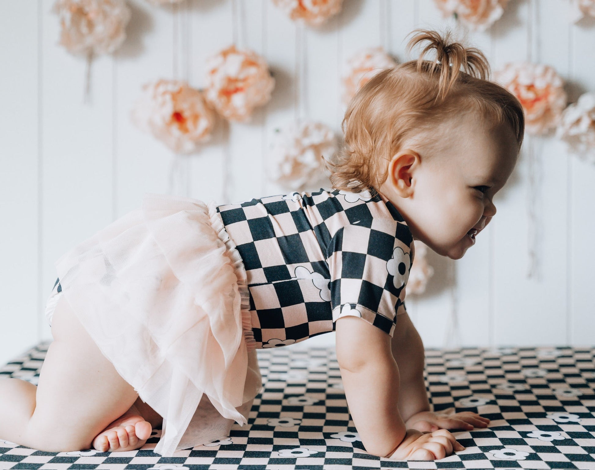 RETRO DAISY CHECKS DREAM TUTU BODYSUIT DRESS - Mack & Harvie