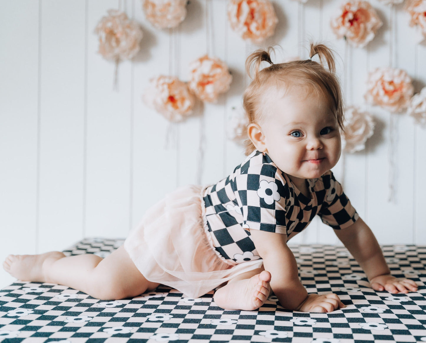 RETRO DAISY CHECKS DREAM TUTU BODYSUIT DRESS - Mack & Harvie