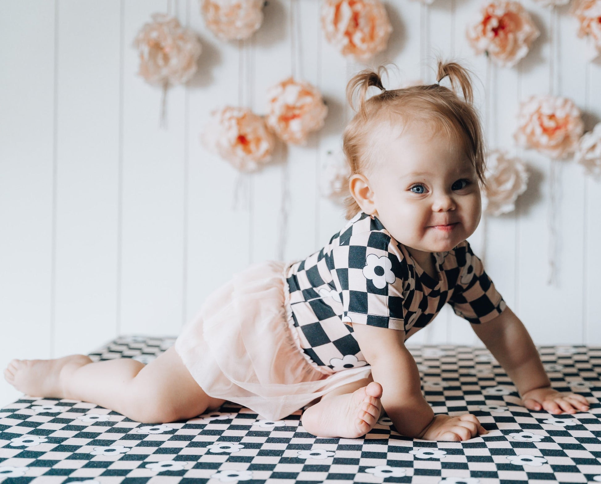 RETRO DAISY CHECKS DREAM TUTU BODYSUIT DRESS - Mack & Harvie