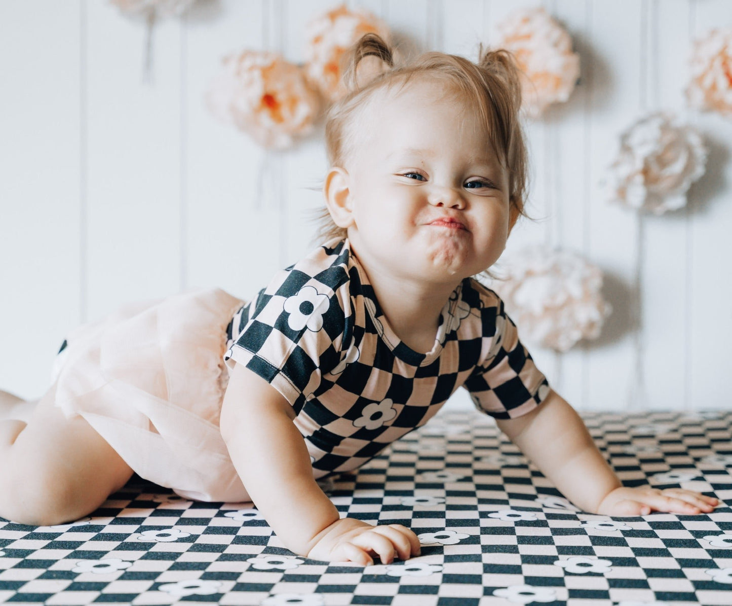 RETRO DAISY CHECKS DREAM TUTU BODYSUIT DRESS - Mack & Harvie