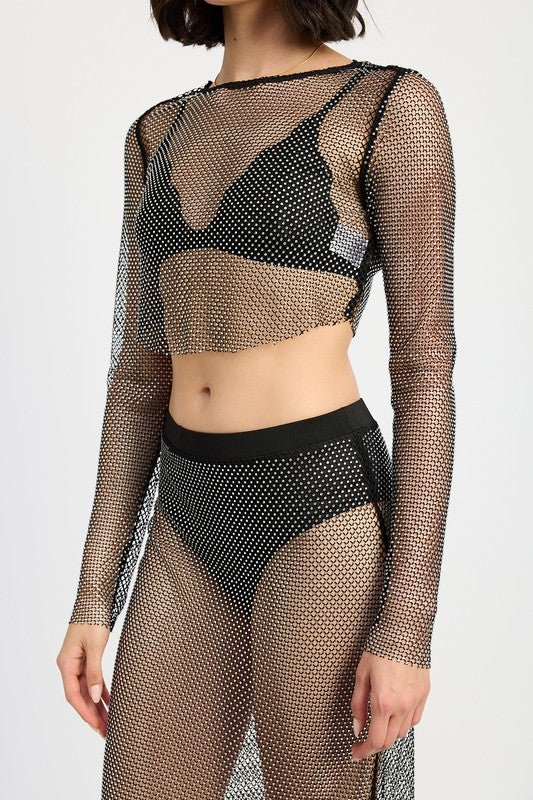 RHINESTONES MESH CROPPED COP - Mack & Harvie