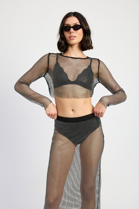 RHINESTONES MESH CROPPED COP - Mack & Harvie