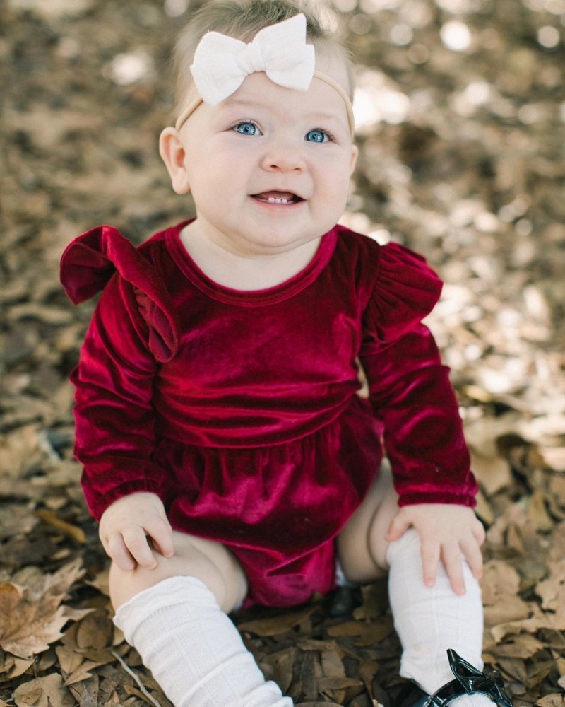 Rhodes Velour Bubble Shorty Romper - Candy Apple Red - Mack & Harvie