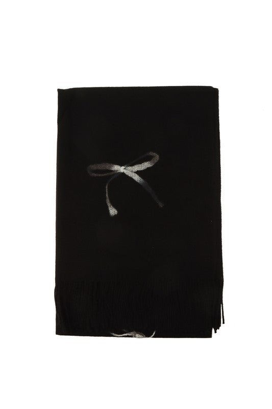 Ribbon Printed Accent with Fringe Scarf - Mack & Harvie