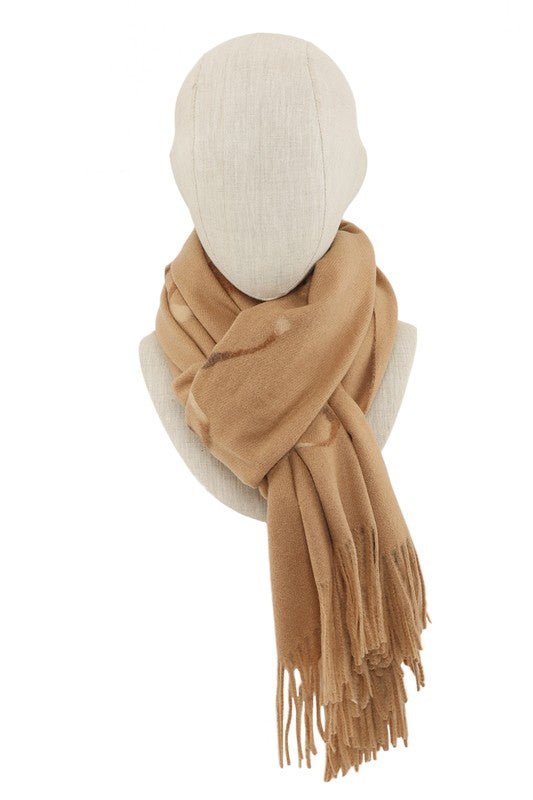 Ribbon Printed Accent with Fringe Scarf - Mack & Harvie