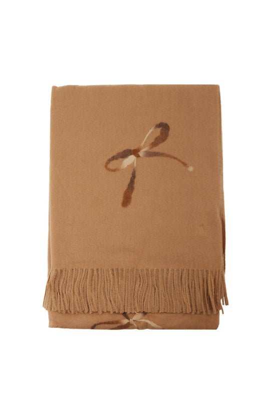 Ribbon Printed Accent with Fringe Scarf - Mack & Harvie