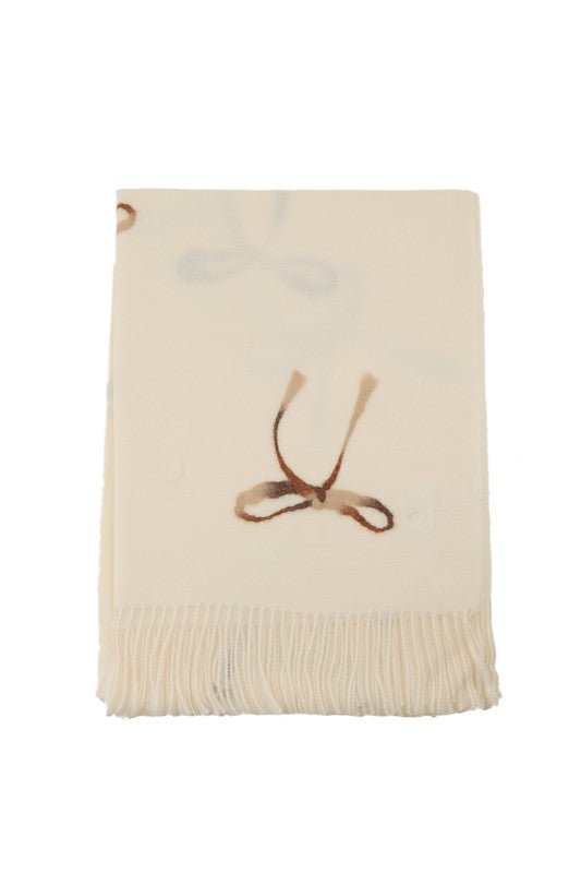 Ribbon Printed Accent with Fringe Scarf - Mack & Harvie