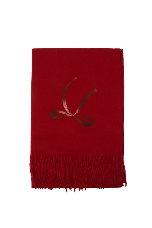 Ribbon Printed Accent with Fringe Scarf - Mack & Harvie