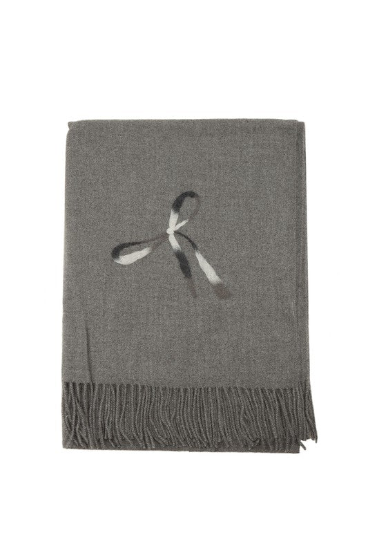 Ribbon Printed Accent with Fringe Scarf - Mack & Harvie