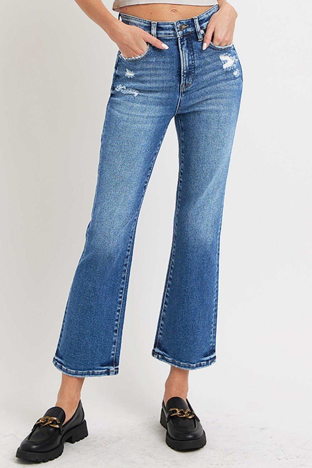 RISEN Full Size Tummy Control High Rise Crop Bootcut Jeans - Mack & Harvie