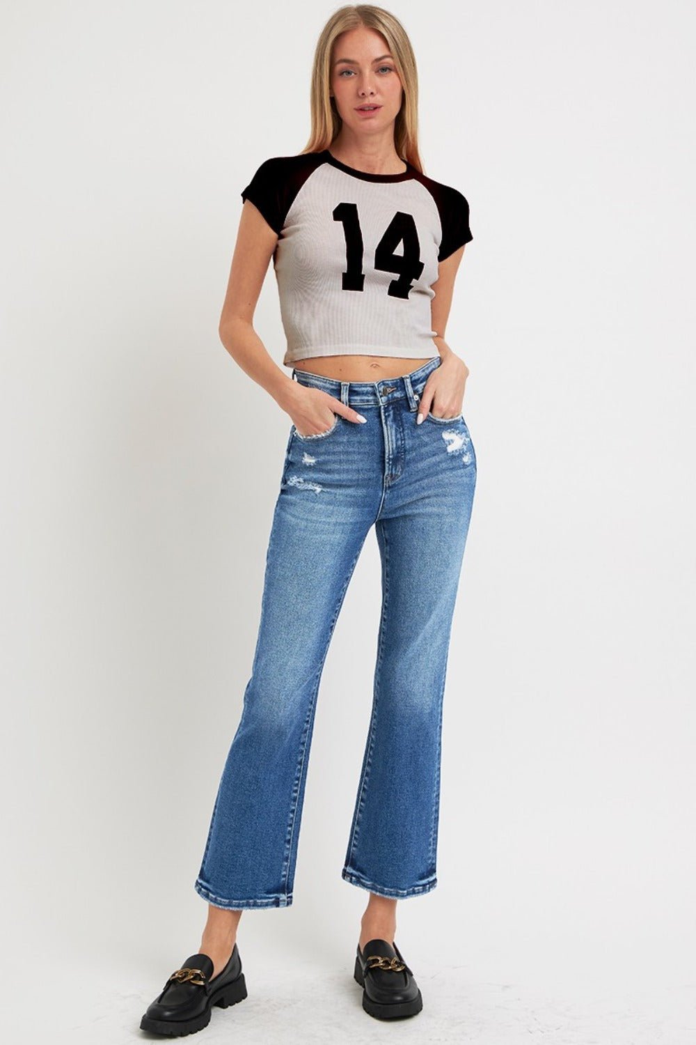 RISEN Full Size Tummy Control High Rise Crop Bootcut Jeans - Mack & Harvie