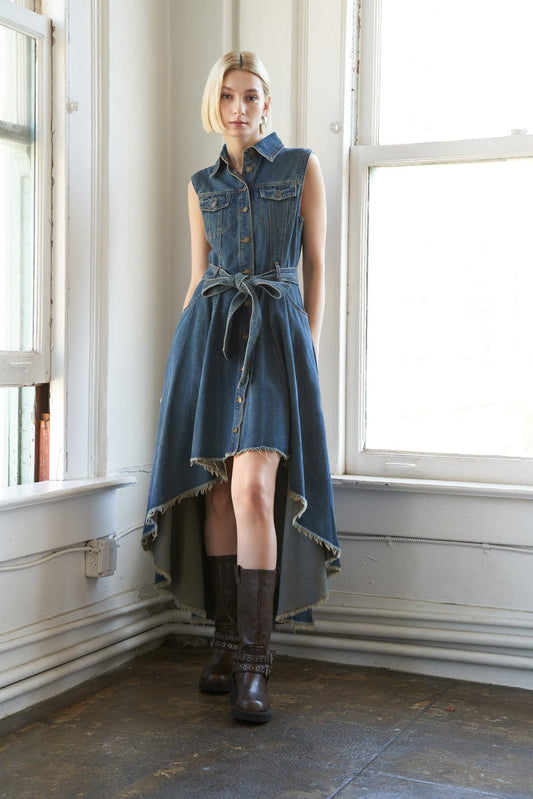 ROMANTIC ANGEL DENIM MIDI DRESS - Mack & Harvie