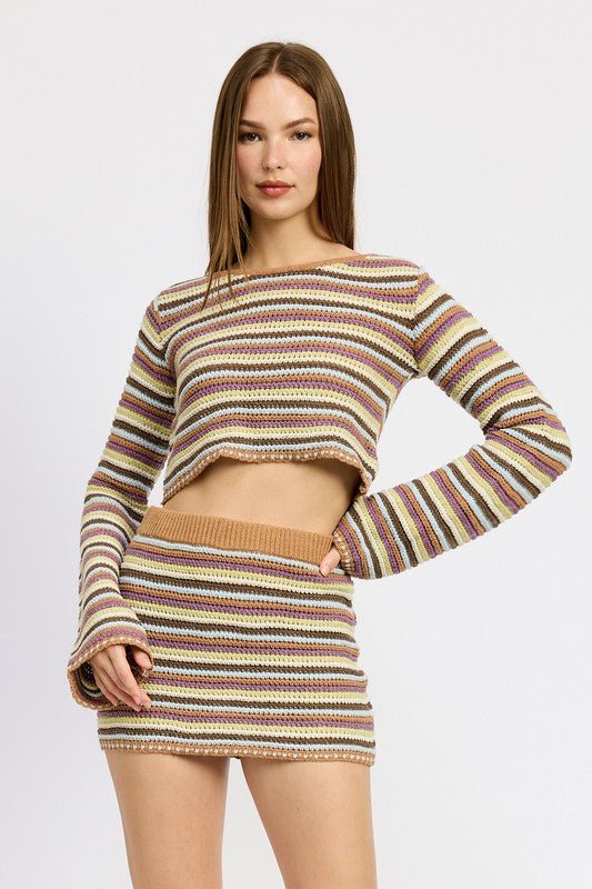 ROUND NECK CROCHET TOP WITH BELL SLEEVES - Mack & Harvie