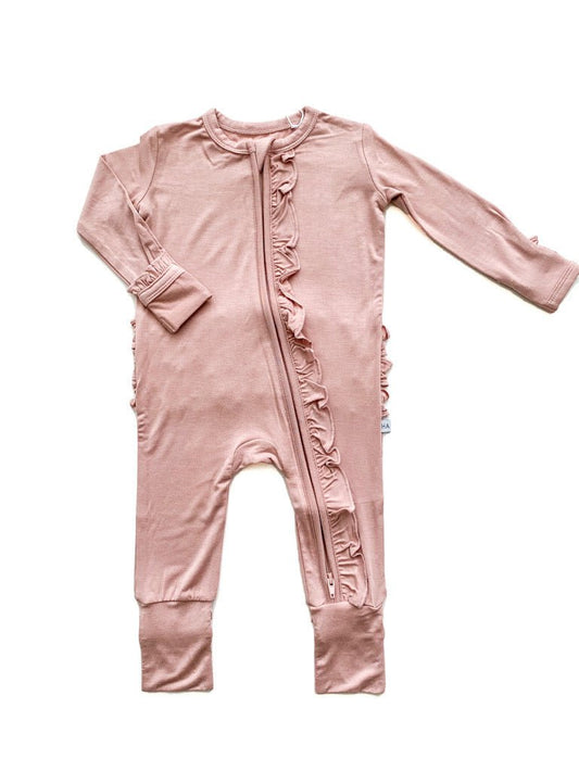 Ruffle Zipper One Piece - Dusty Pink - Mack & Harvie