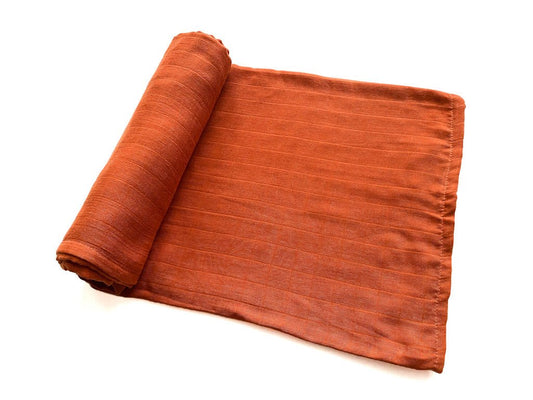 Rust Bamboo Muslin Swaddle Blanket - Mack & Harvie