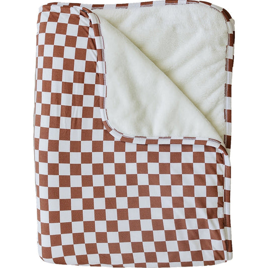 Rust Checkered Bamboo Fleece Quilt - Mack & Harvie